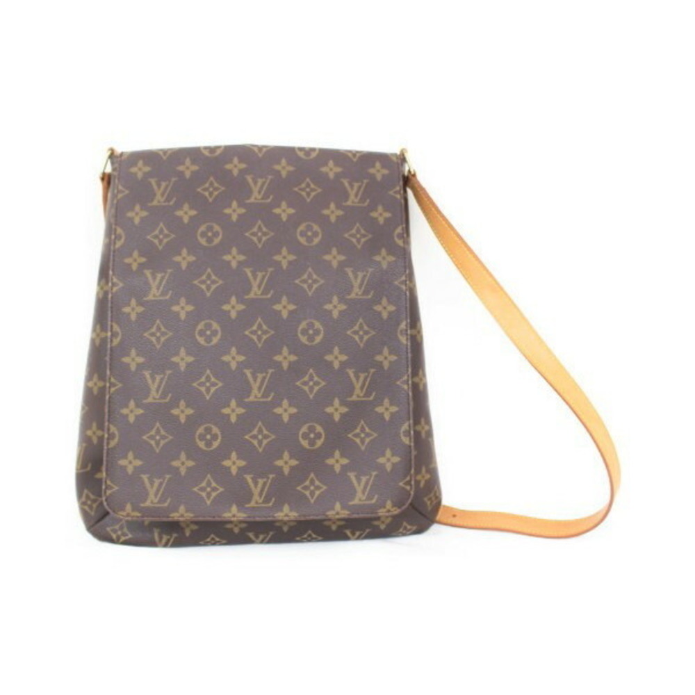 LOUIS VUITTON Musette Monogram Leather Canvas Shoulder Bag Vertical Crossbody